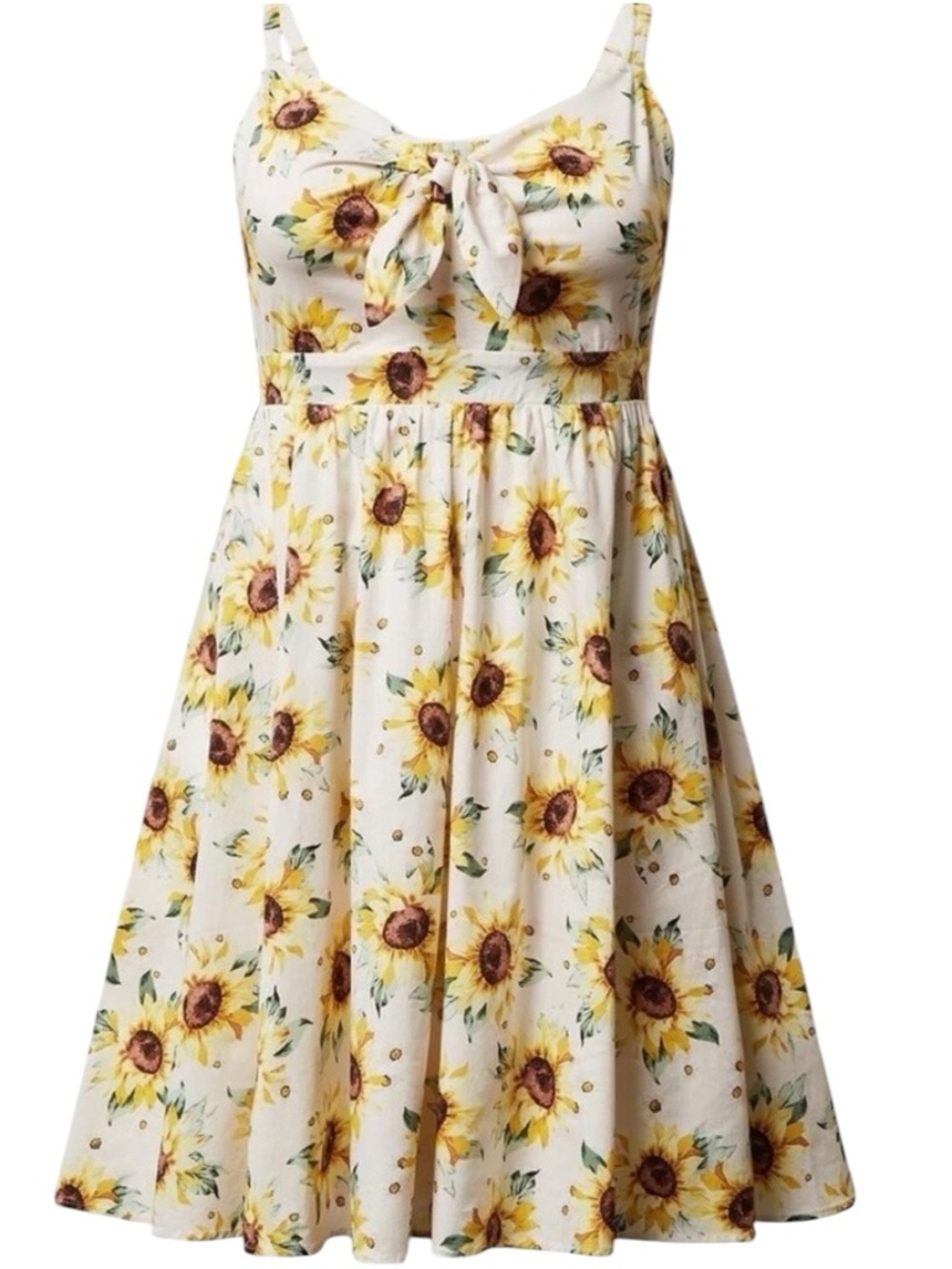 Torrid Sunflower Mini Poplin Tie Front Skater Dress Sz 3X = 22-24 NWT Plus Size - Picture 4 of 16